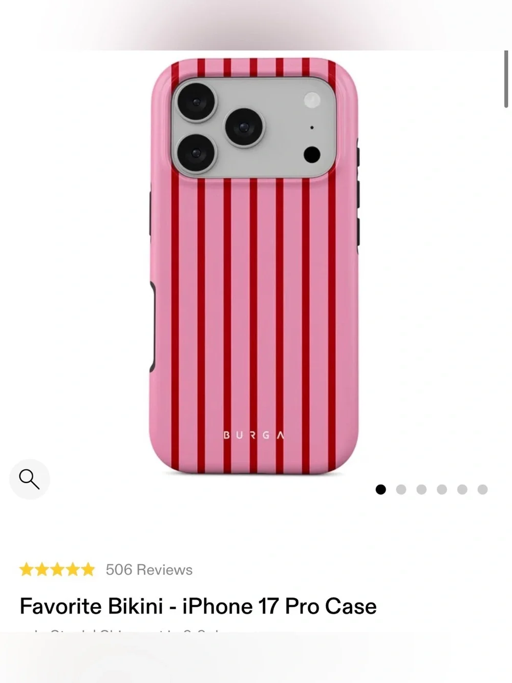 NWT Burga Favorite Bikini Pink & Red Striped iPhone 17 Pro Case